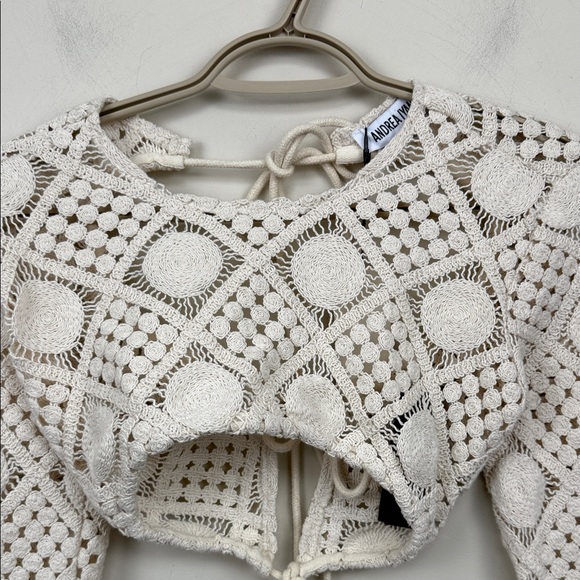 Andrea Iyamah hira Keyhole Crochet Crop Top Swim Cover-Up xs - Picture 11 of 15